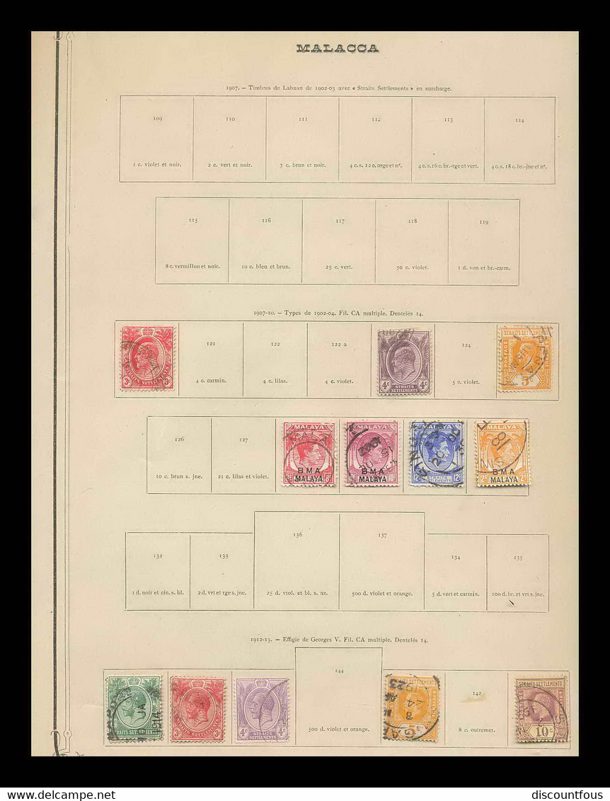 Depart 1 Euro 32-collection De Timbres + Documents Asie Asia 58 - Malaya Singapore - 37 Cans à Voir - Collections (without Album)