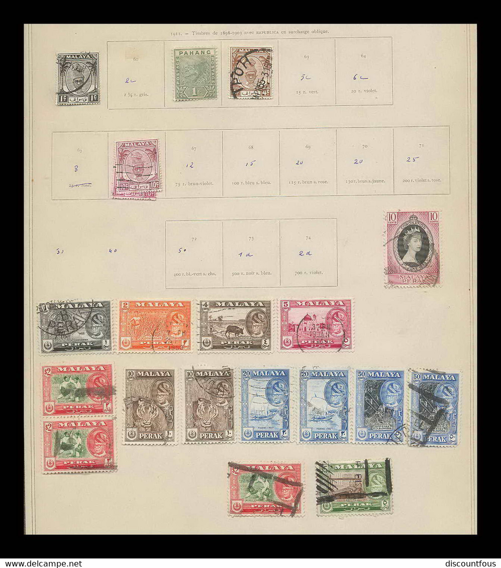 depart 1 euro 32-collection de timbres + documents asie asia 58 - malaya singapore - 37 cans à voir