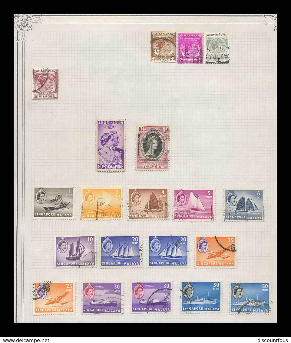 depart 1 euro 32-collection de timbres + documents asie asia 58 - malaya singapore - 37 cans à voir