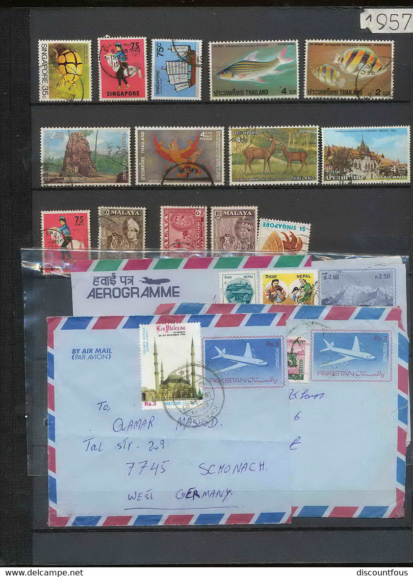 depart 1 euro 32-collection de timbres + documents asie asia 58 - malaya singapore - 37 cans à voir
