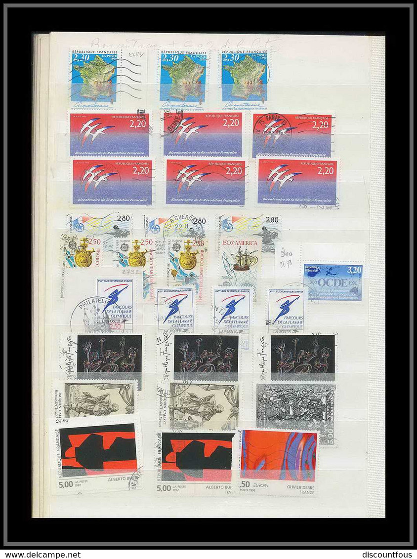 depart 1 euro 43-collection france gros classeur de stock 55 pages remplies de timbres 1960 / 2005 - 57 scans à voir