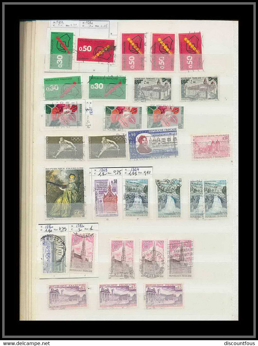 depart 1 euro 43-collection france gros classeur de stock 55 pages remplies de timbres 1960 / 2005 - 57 scans à voir