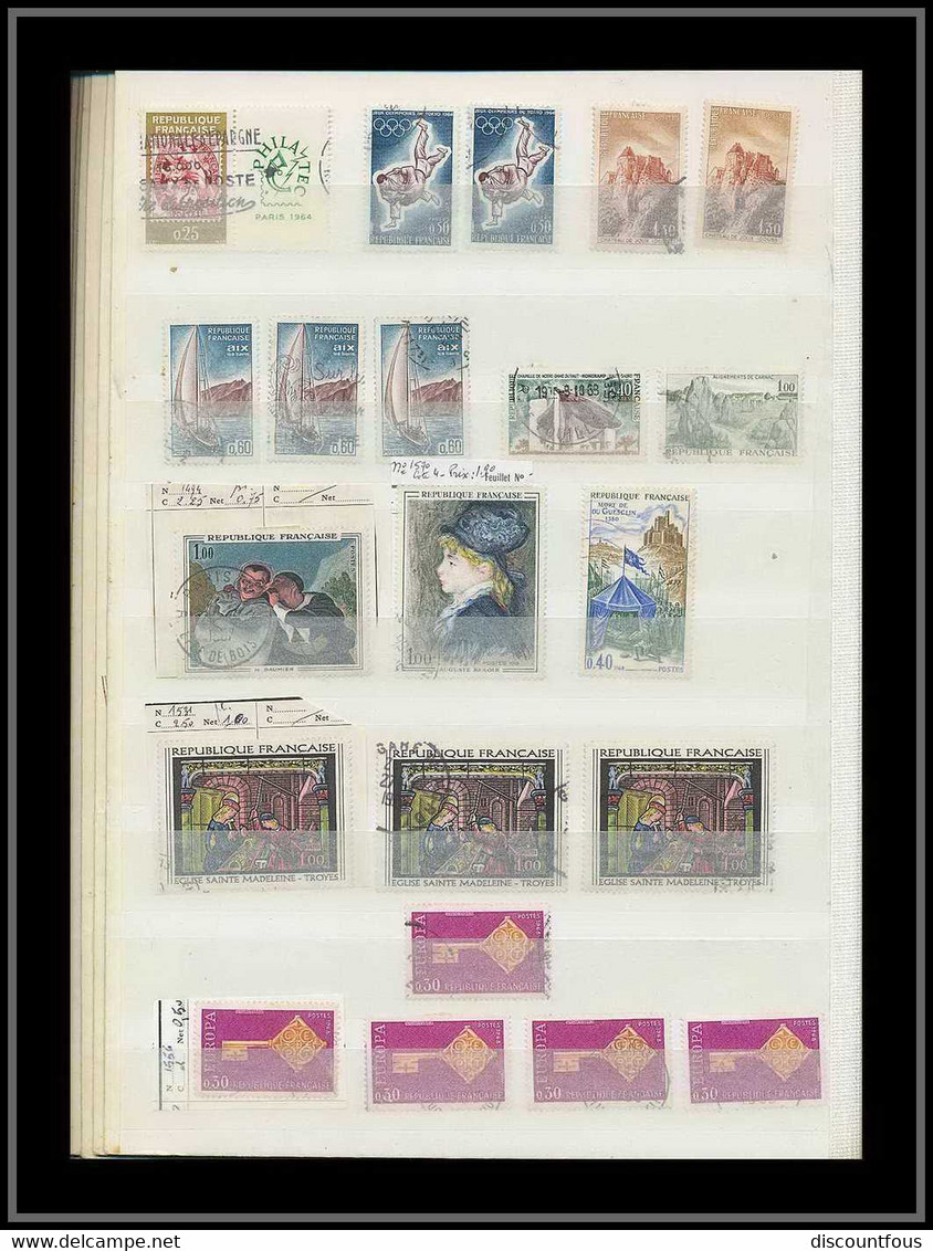 depart 1 euro 43-collection france gros classeur de stock 55 pages remplies de timbres 1960 / 2005 - 57 scans à voir