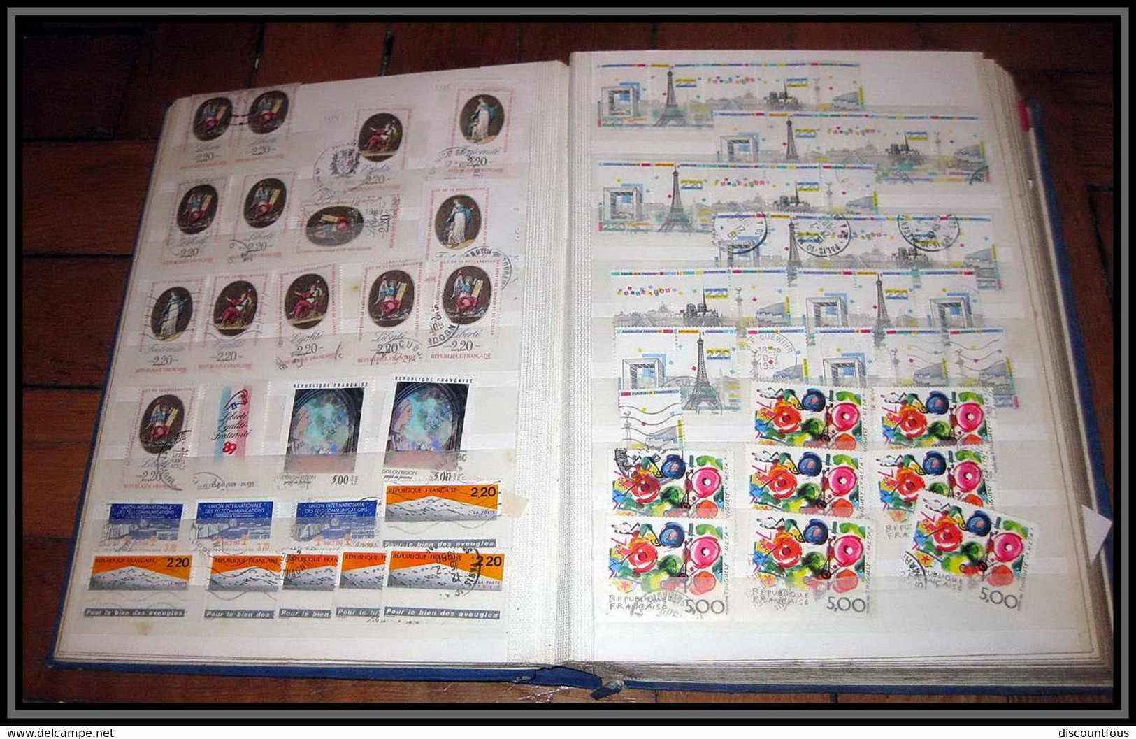 depart 1 euro 43-collection france gros classeur de stock 55 pages remplies de timbres 1960 / 2005 - 57 scans à voir