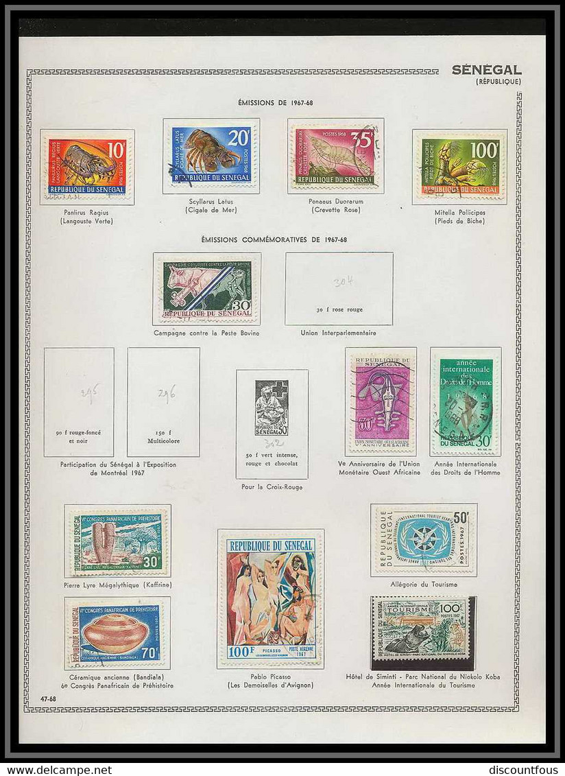 depart 1 euro 67-collection de timbres du sénégal + courriers Non dentelé ** MNH (Imperforate)- 73 scans à voir