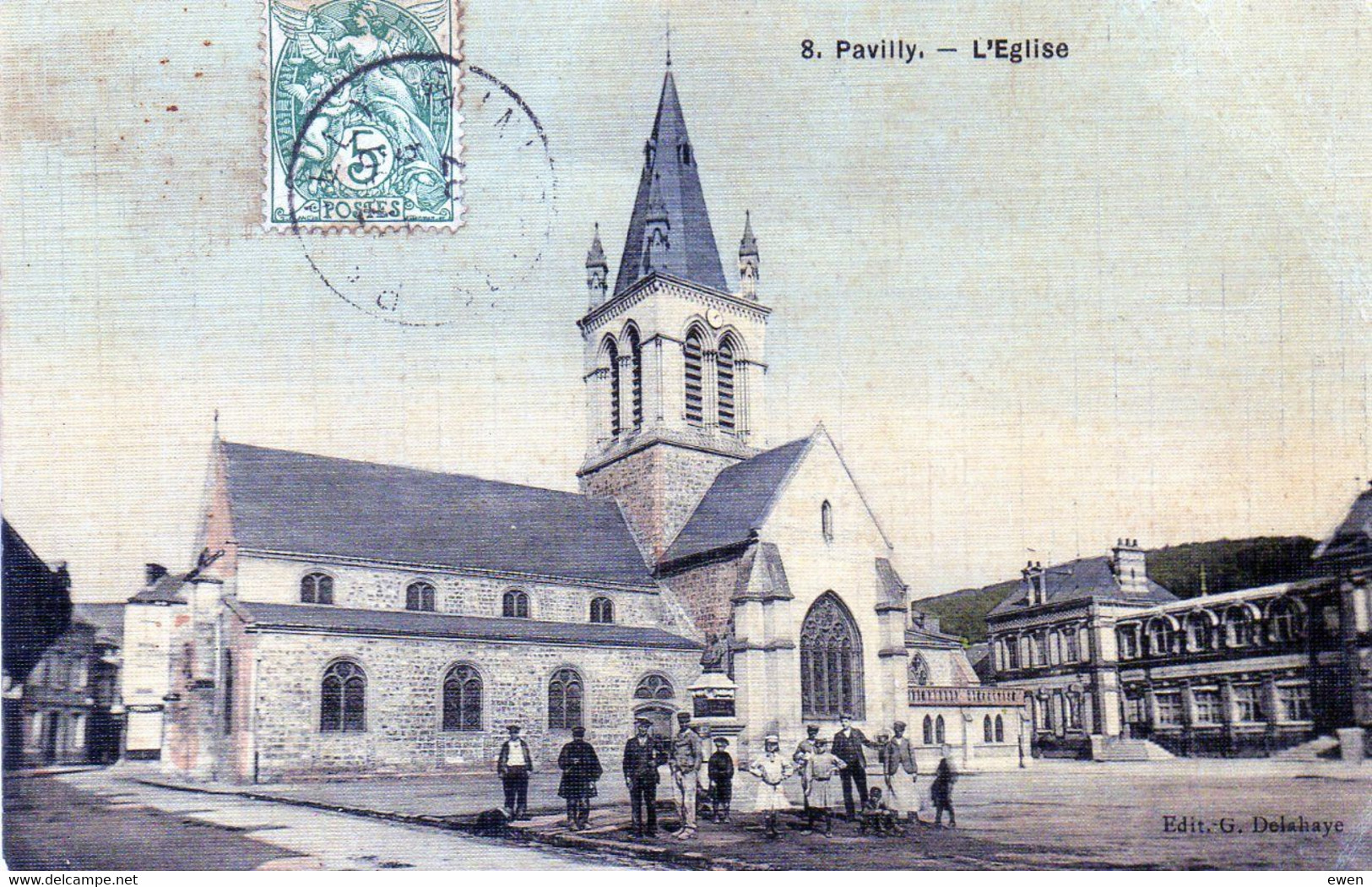 Pavilly. L'Eglise. (Animée, Carte Toilée) - Pavilly