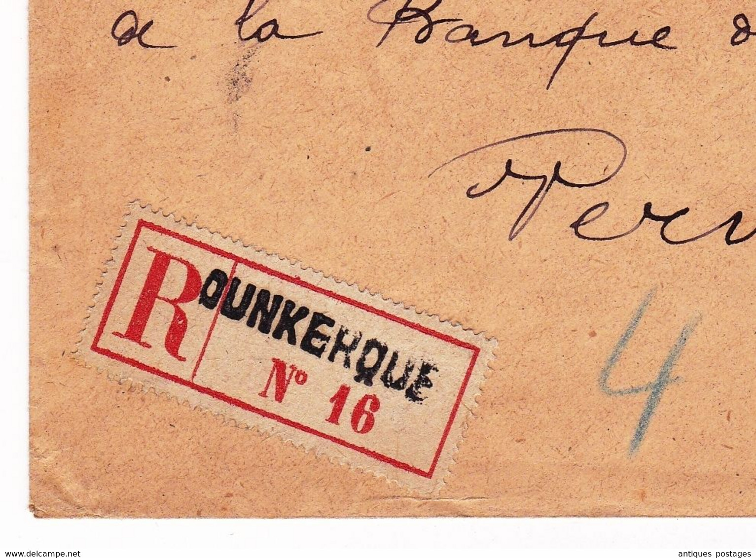 Lettre Recommandée 1920  Dunkerque Nord Verviers Belgique Semeuse + Merson - 1900-27 Merson