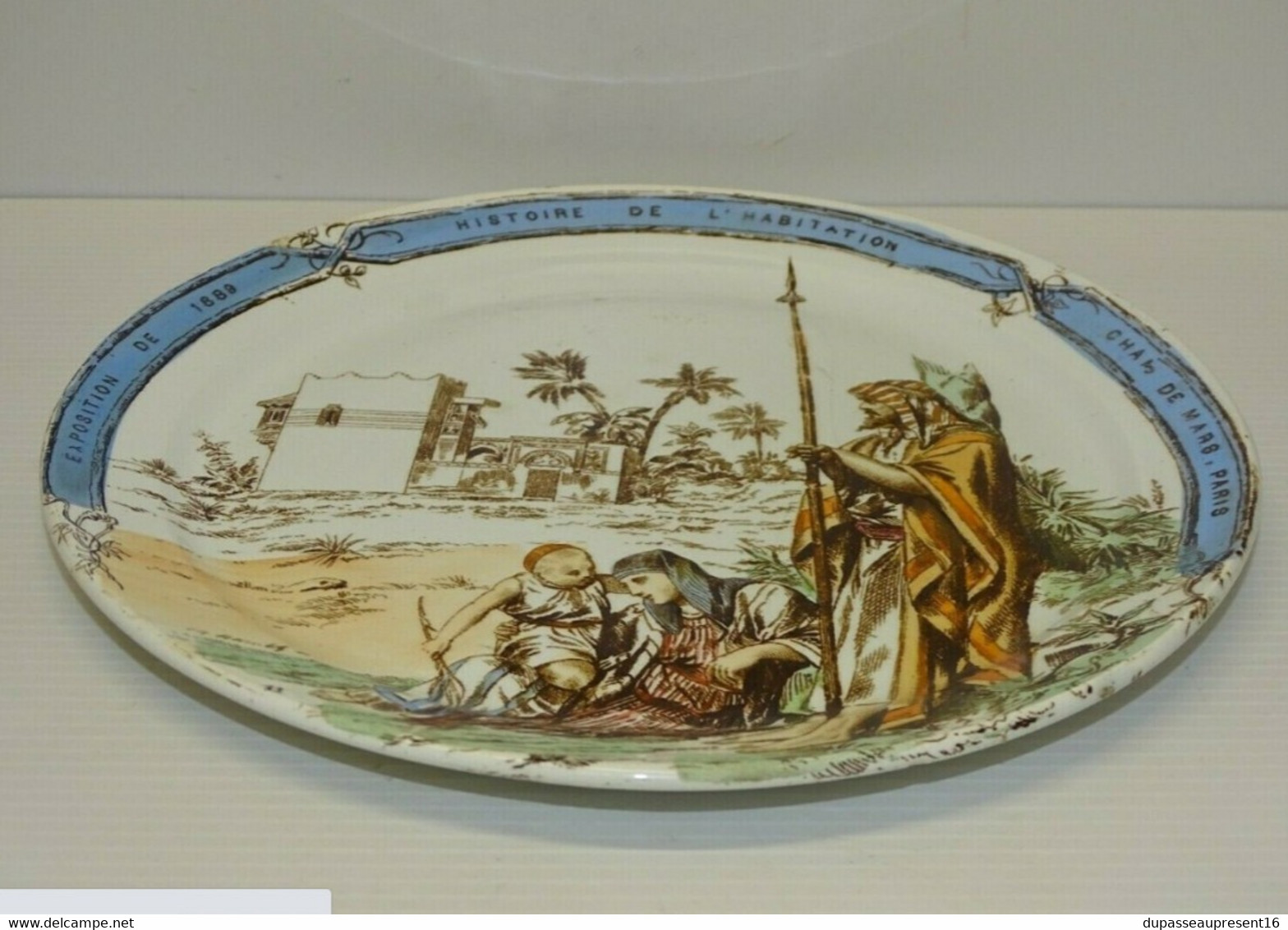 ASSIETTE CREIL & MONTEREAU EXPOSITION de 1889 CHAMPS DE MARS HABITAT ARABIE XIXe