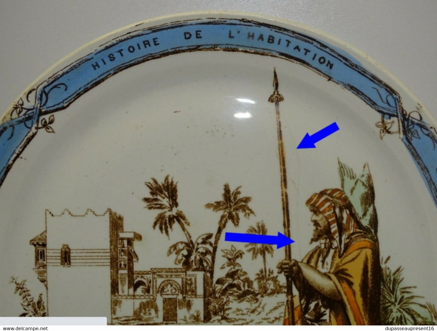 ASSIETTE CREIL & MONTEREAU EXPOSITION de 1889 CHAMPS DE MARS HABITAT ARABIE XIXe