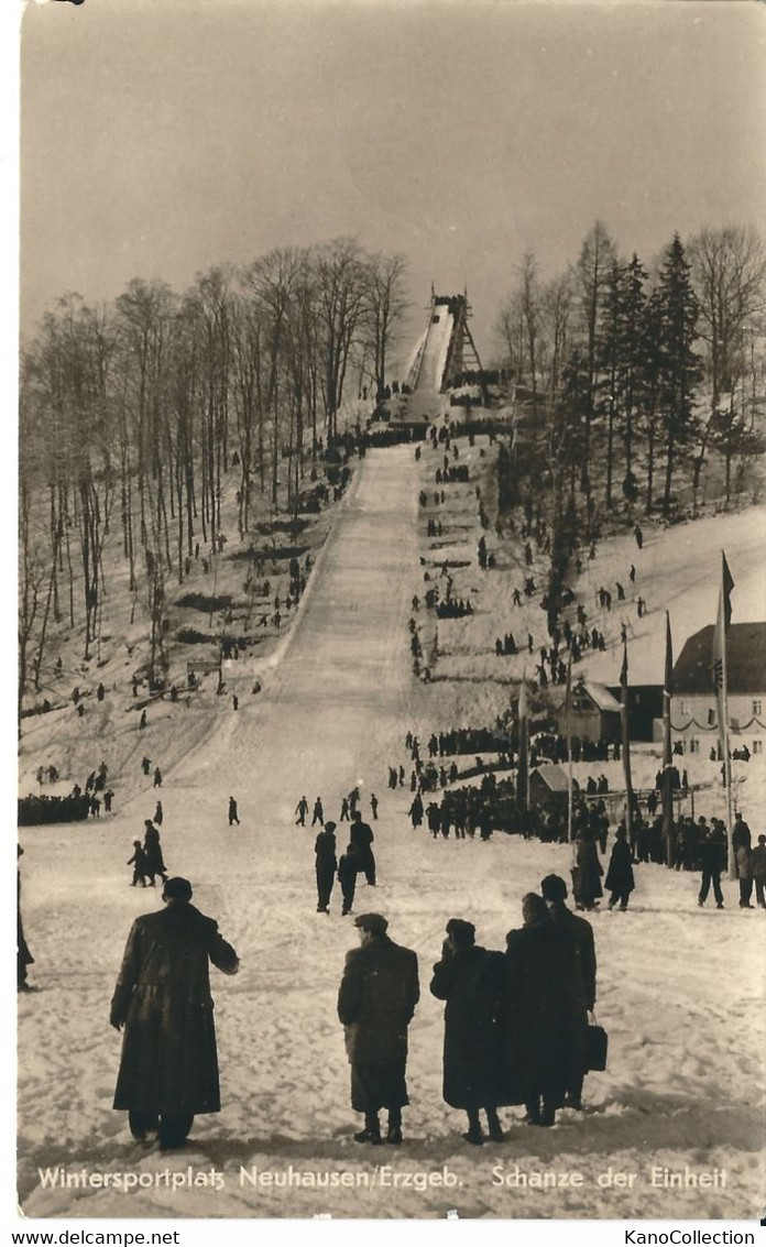 Neuhausen, Erzgebirge, Wintersportplatz, Schanze Der Einheit, Foto-AK, DDR, Gelaufen 1961 - Neuhausen (Erzgeb.)