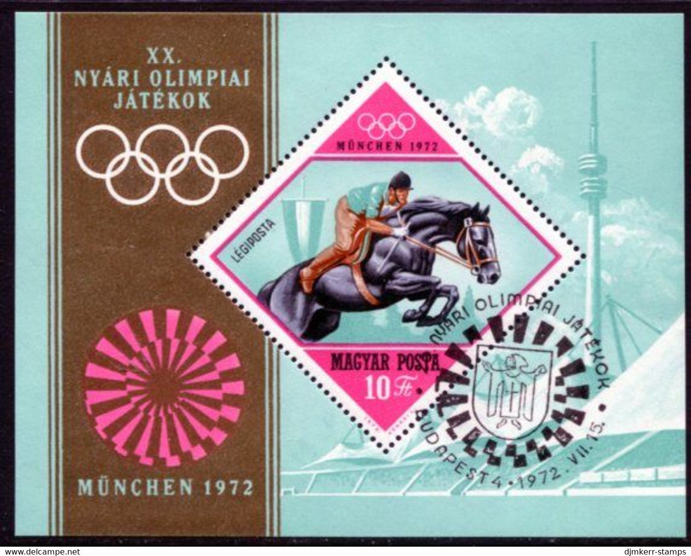 HUNGARY 1972 Olympic Games Block Used.  Michel Block 91 - Usado