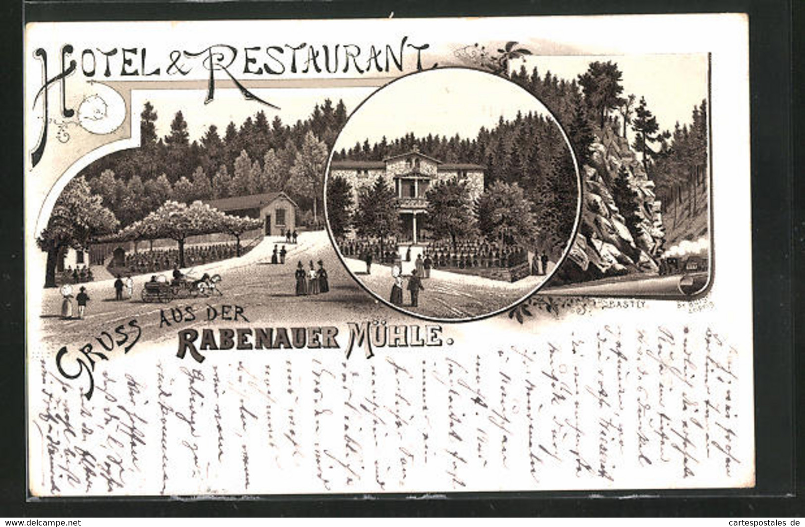 Vorläufer-Lithographie Rabenau, 1891, Gasthaus Rabenauer Mühle Und Bastei - Rabenau