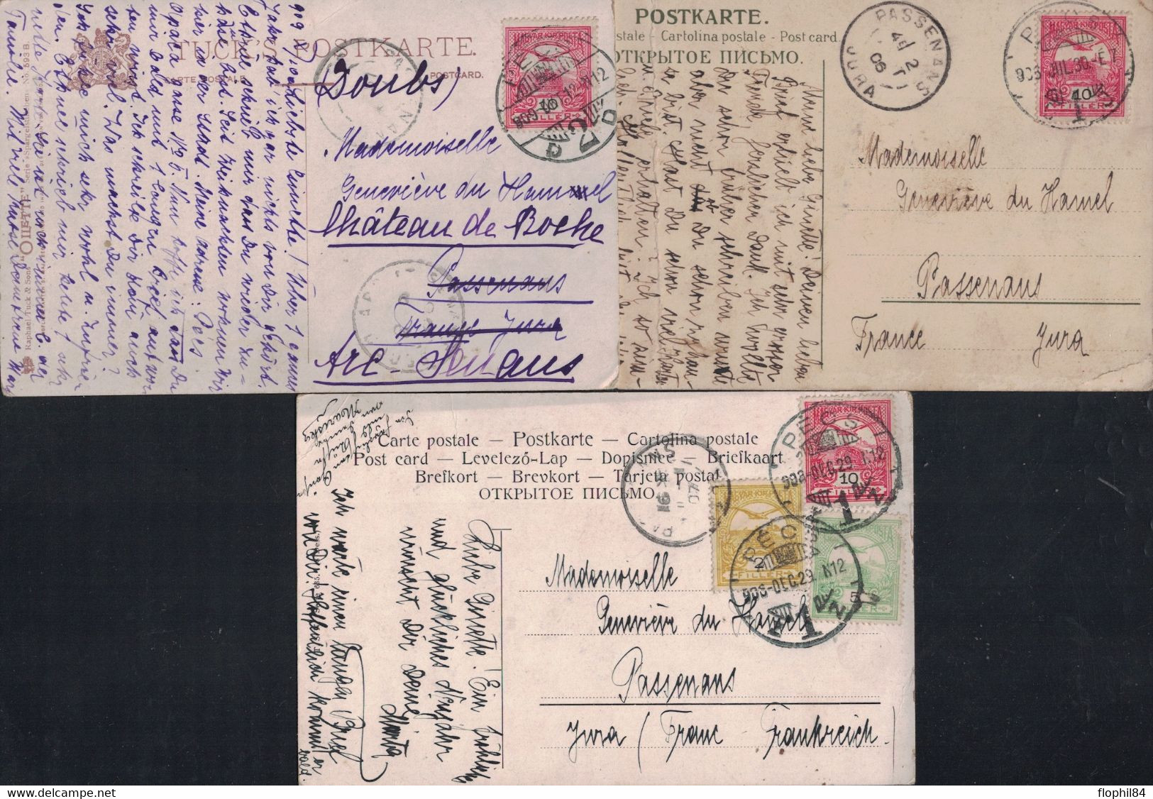 HONGRIE - 3 CARTES POSTALES POUR LA FRANCE ENTRE 1906 ET 1909 - DONT 1 AFFRANCHISSEMENT TRICOLORE. - Lettres & Documents