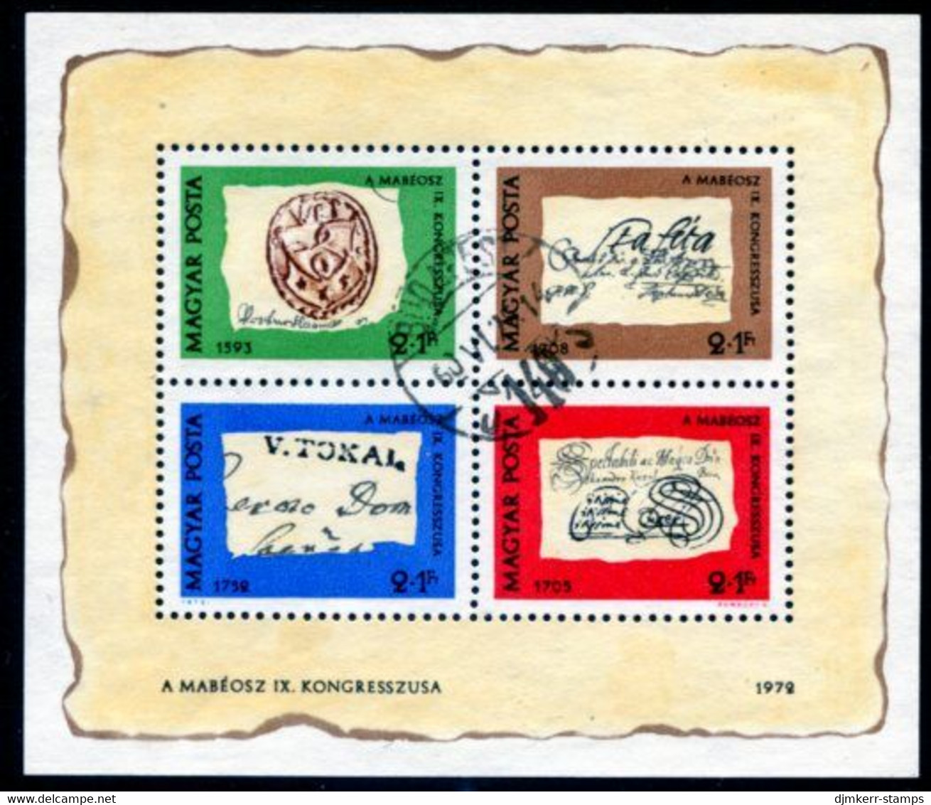 HUNGARY 1972 Stamp Day Block Used.  Michel Block 88 - Blokken & Velletjes