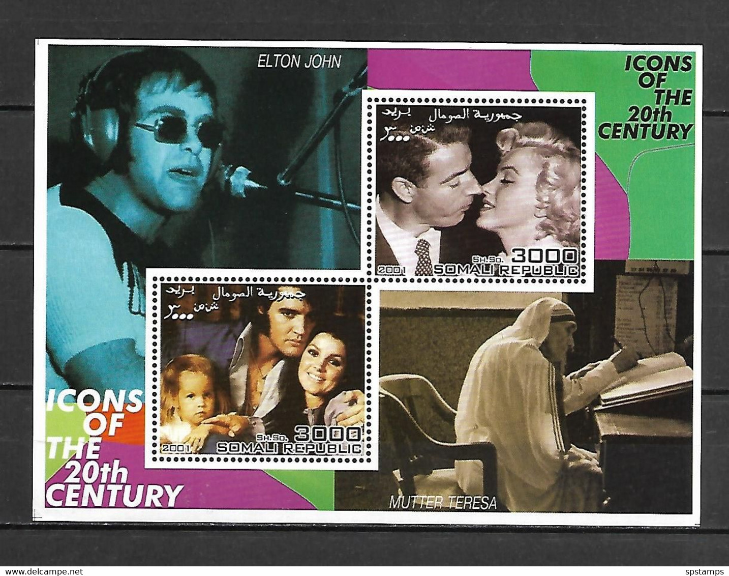 Somalia 2001 Icons Of The 20th Century - Marylin Monroe - Elvis Presley MS #3 MNH (DMS14) - Elvis Presley