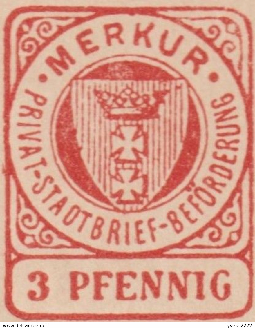 Allemagne / Pologne 1898 Poste Privé Merkur De Danzig / Gdansk. Entier Postal, Carte Avec Réponse Payée - Other & Unclassified