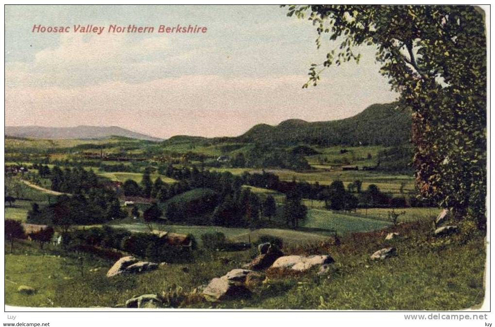 HOOSAC VALLEY , Northern Berkshire, MA - Panorama. Old Postcard 20 - 30s - American Roadside