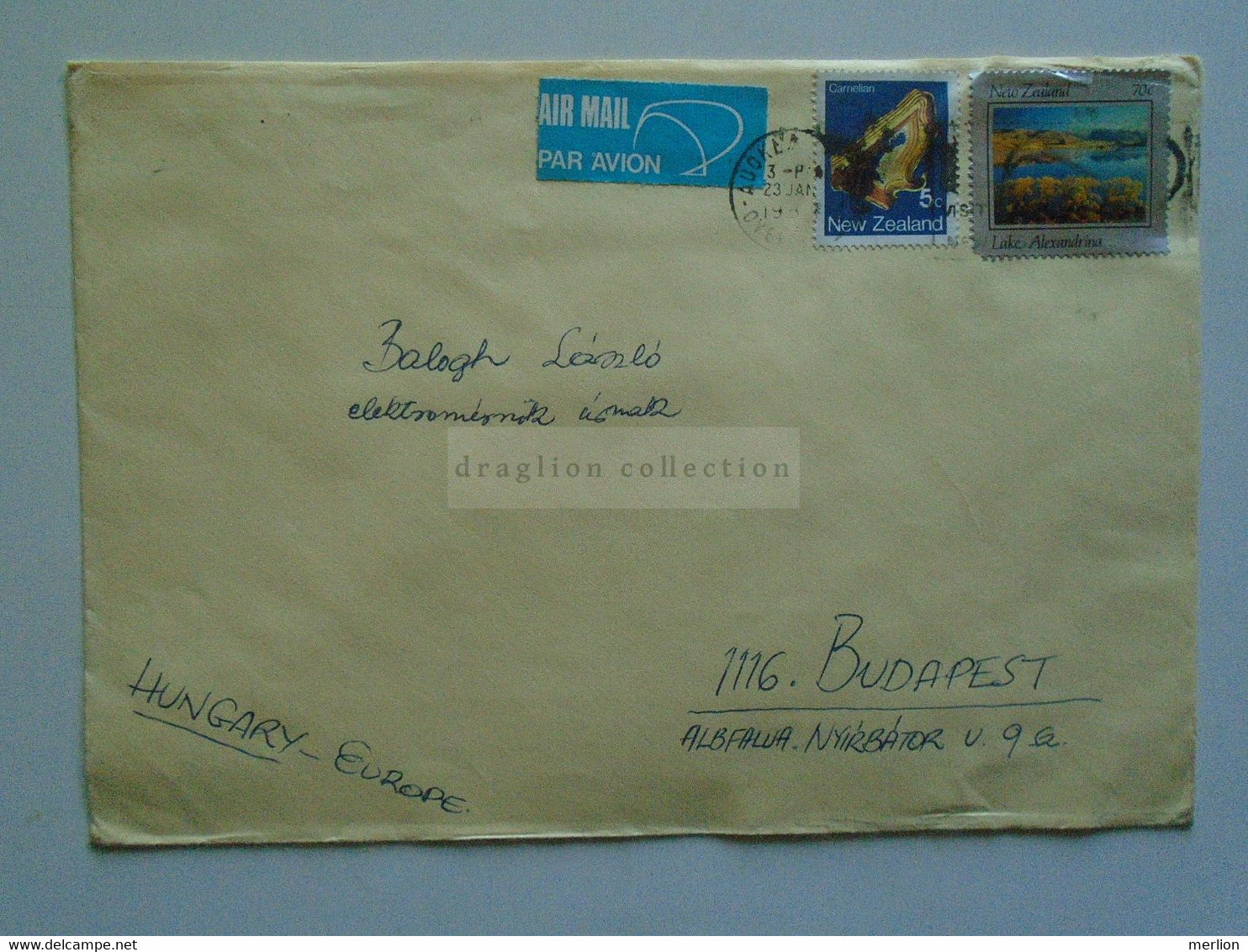E0247 New Zealand  Airmail  Cover  - Cancel   Ca 1980  Titirangi  Auckland -stamp   Lake Alexandrina -   Sent To Hungary - Cartas & Documentos