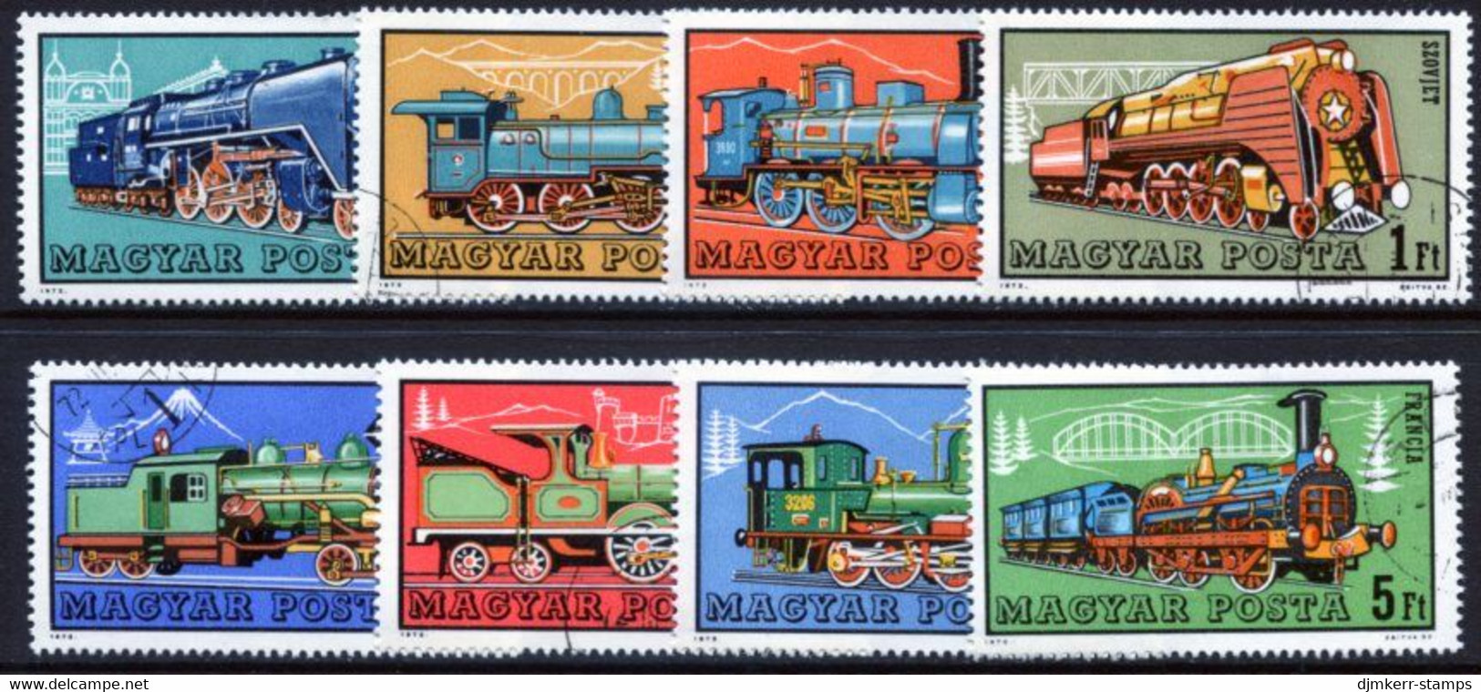 HUNGARY 1972 Steam Locomotives Set Used  Michel 2730-37 - Used Stamps