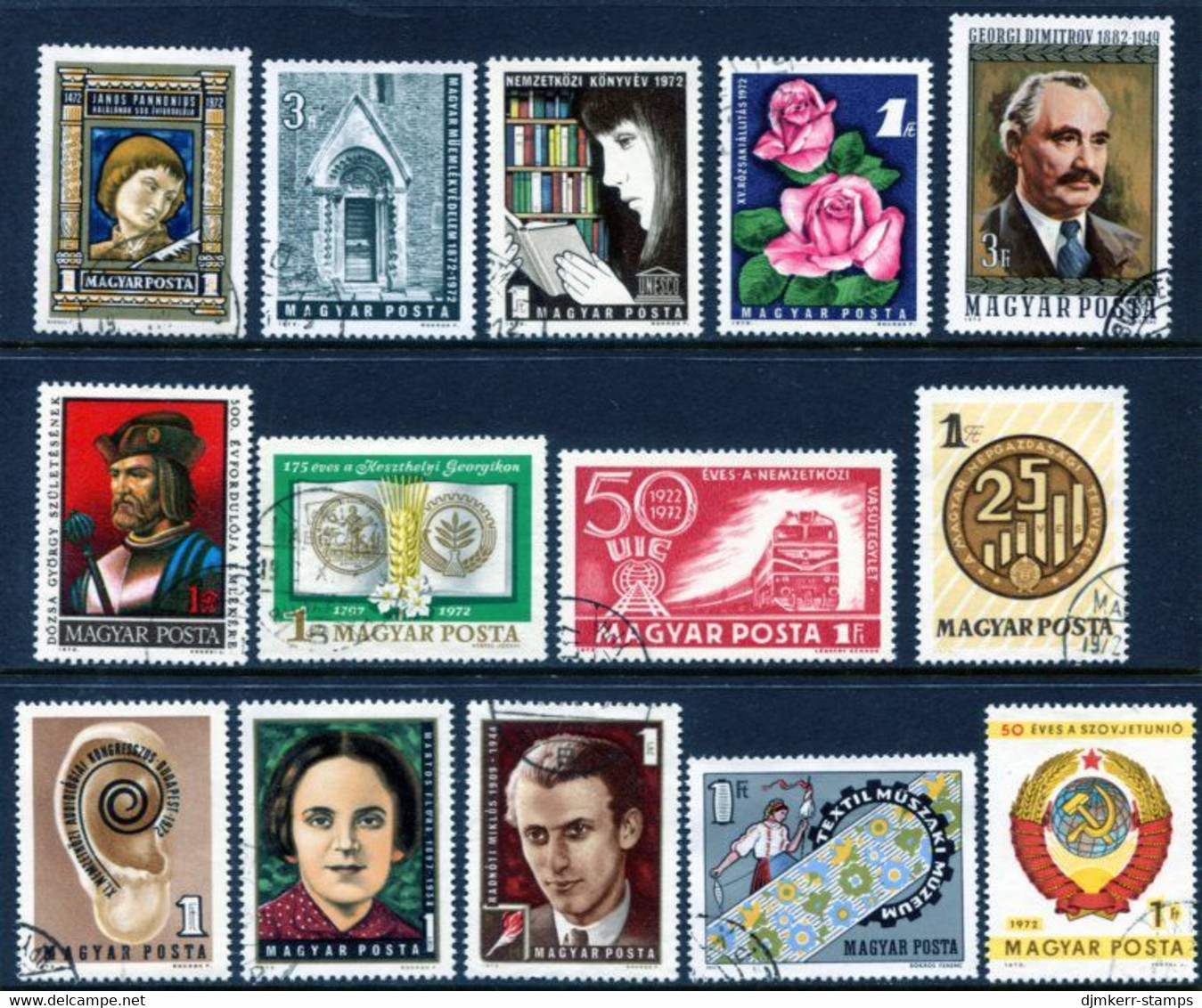 HUNGARY 1972 Fourteen Single Commemorative Issues Used. - Oblitérés
