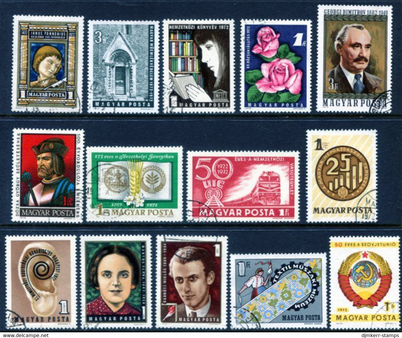 HUNGARY 1972 Fourteen Single Commemorative Issues Used. - Usati