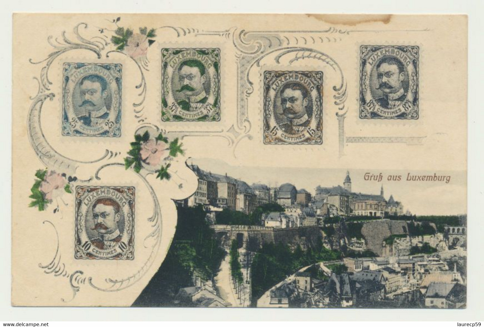 Carte Représentant Les Timbres Du Luxembourg - Vue Du Grand Duché - Couleur - Luxemburg - Stadt