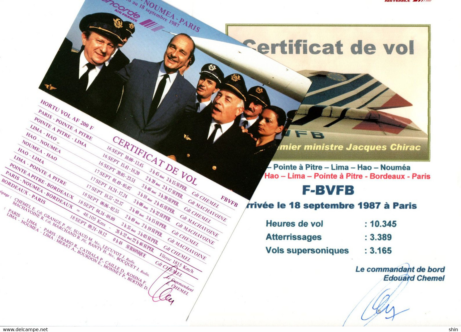 CONCORDE Bel Ensemble Signé Commandant De Bord - Menu Cards