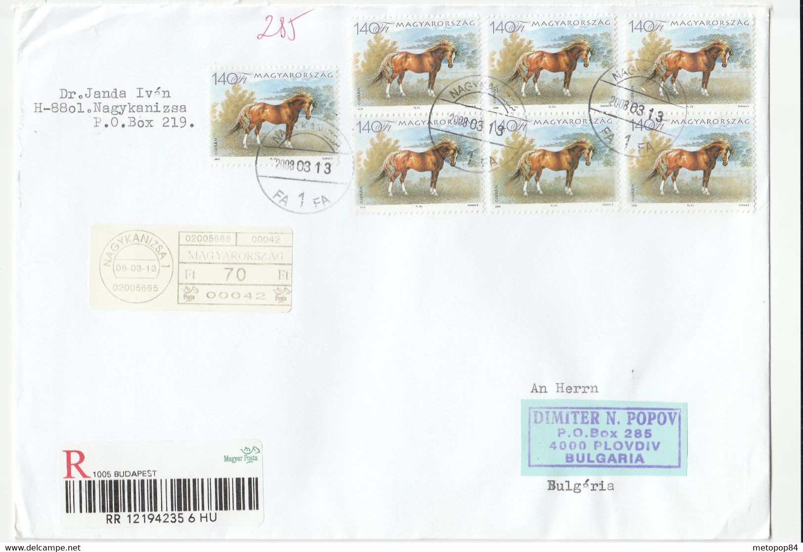 Hungary 2008 Registered Letter - Horses - Covers & Documents