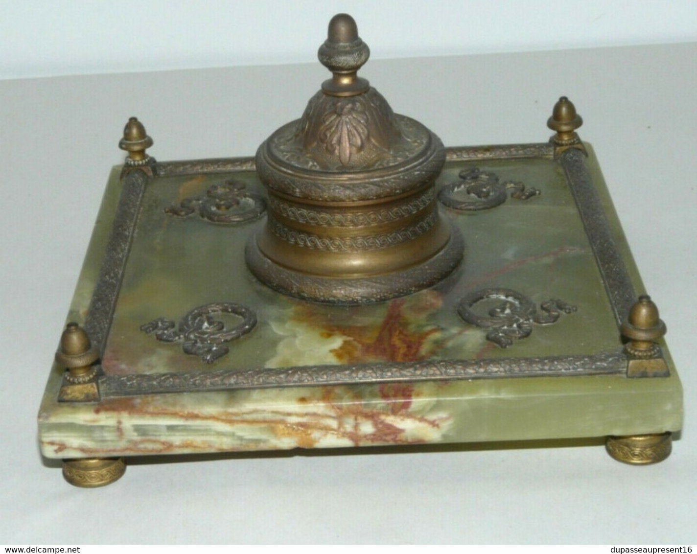 BEL ENCRIER BRONZE ET ONYX STYLE EMPIRE XIX COLLECTION BUREAU INKWELL COLLECTION DECO VITRINE - Inktpotten