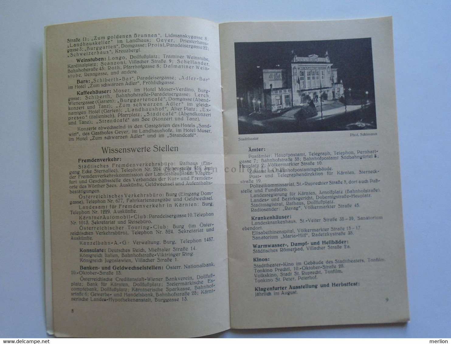 E0261  Tourism Brochure  KLAGENFURT Die Gartenstadt am Wörthersee  -Kärnten -Österreich  ca 1930's