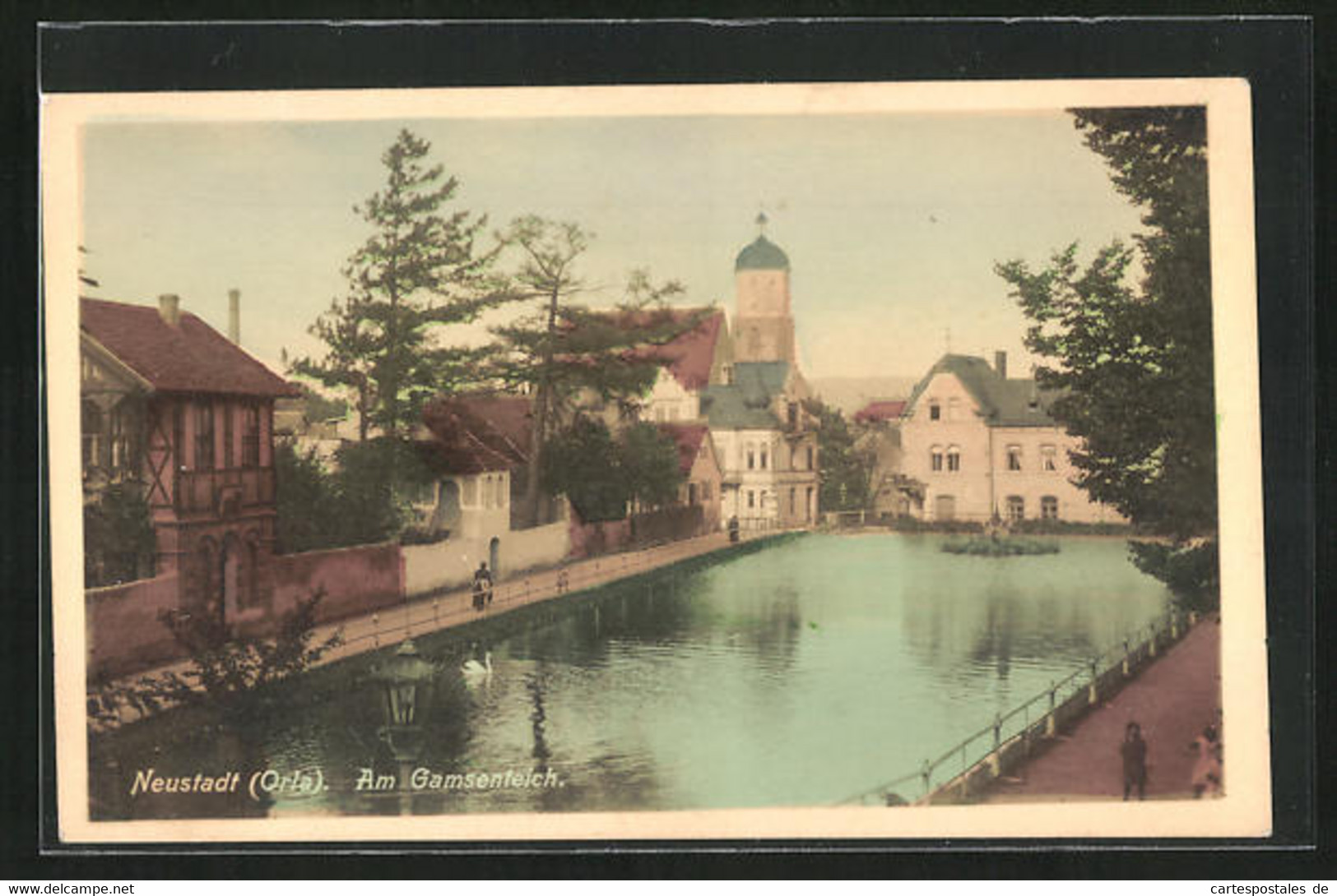 AK Neustadt /Orla, Am Gamsenteich Mit Kirche - Neustadt / Orla