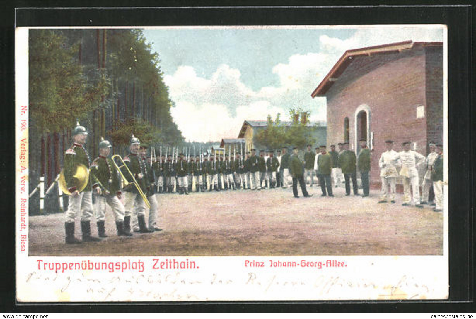 AK Zeithain, Truppenübungsplatz, Prinz Johann-Georg-Allee, Soldaten - Zeithain