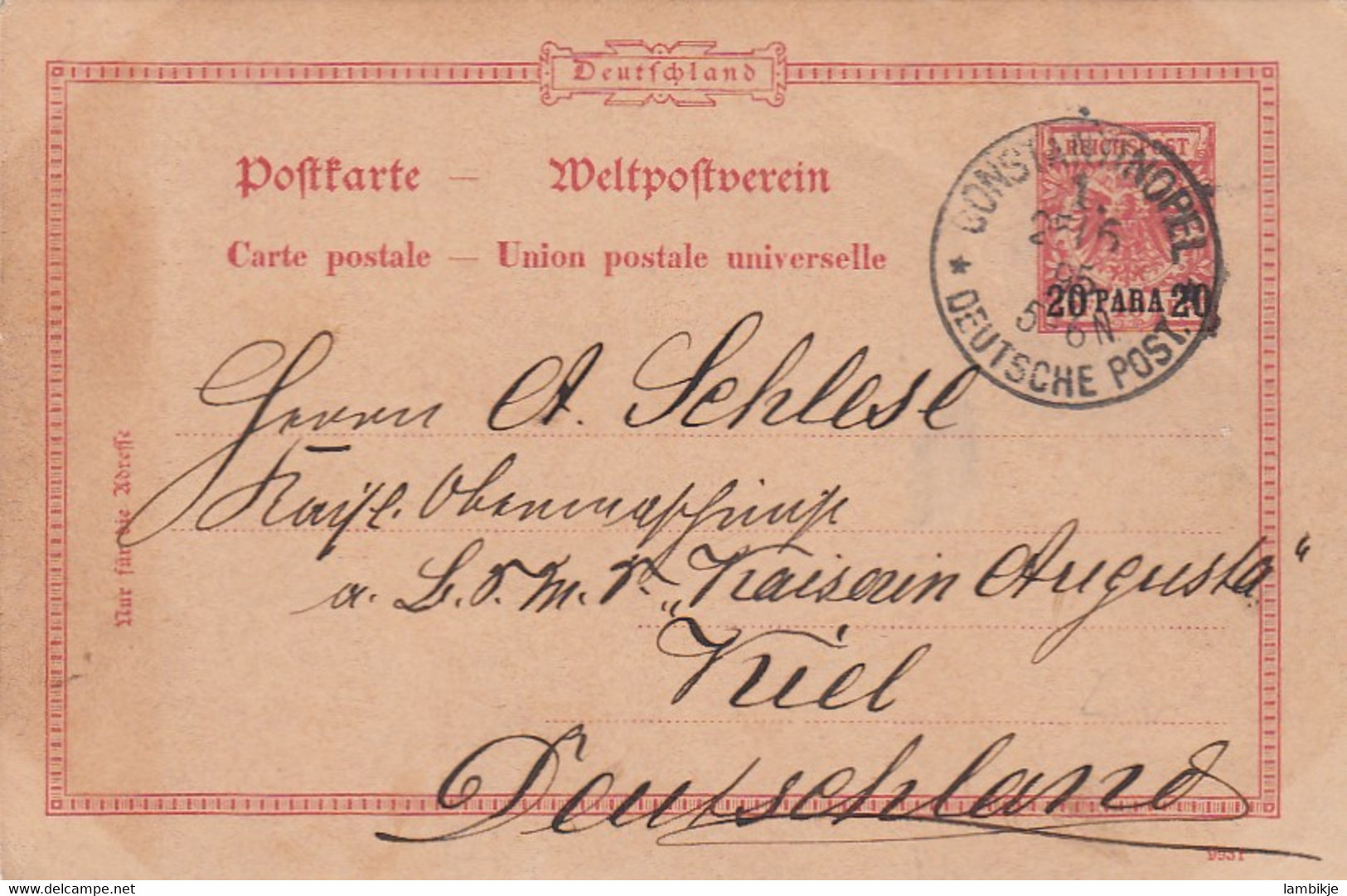 Deutsches Reich Turkei Postkarte P3 1895 - Deutsche Post In Der Türkei