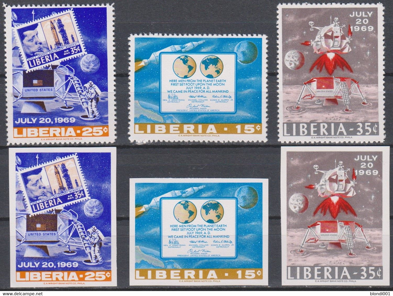SPACE - LIBERIA - Set 3v Perf.+imp. MNH - Collections