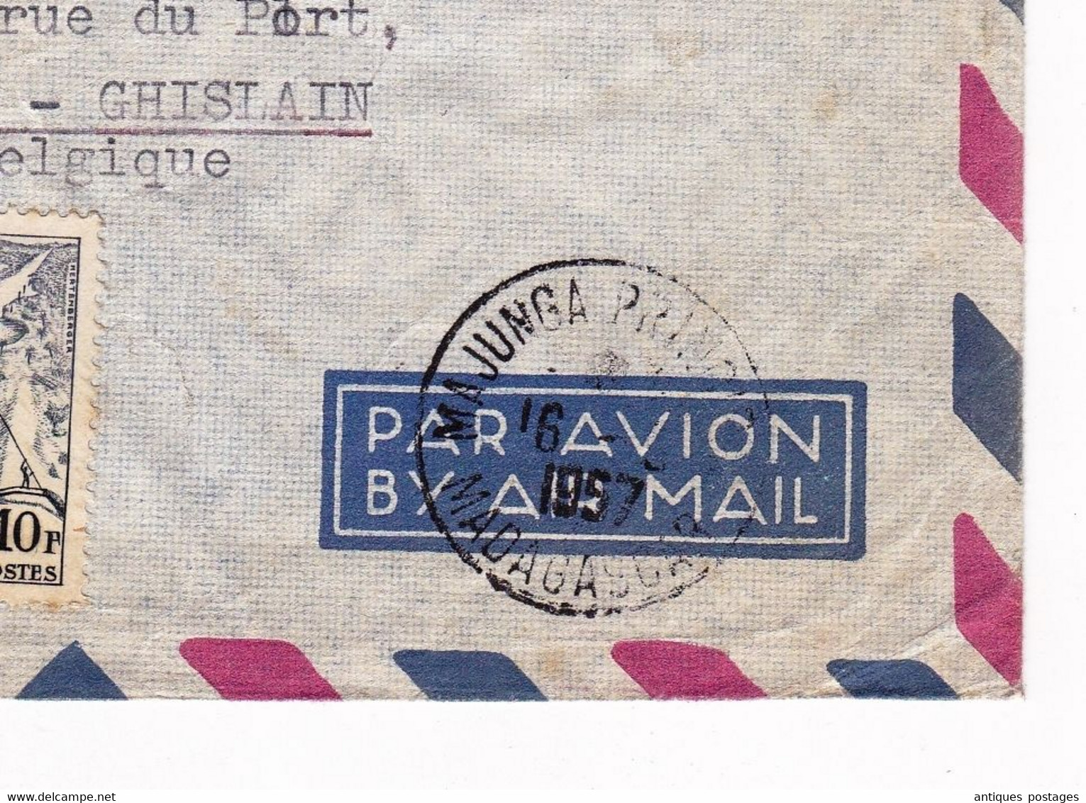 Lettre 1957 Madagascar Habib & Cie Majunga Général Galliéni Faïencerie De Saint Ghislain Belgique - Covers & Documents