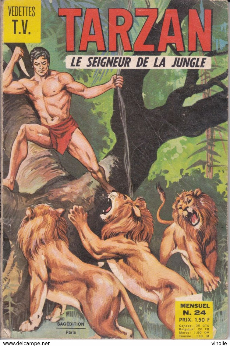 PIE.21-TPL-027. BD. TARZAN. EDGAR RICE BURROUGHS. VEDETTES T. V. LE SEIGNEUR DE LA JUNGLE N° 24 - Tarzan