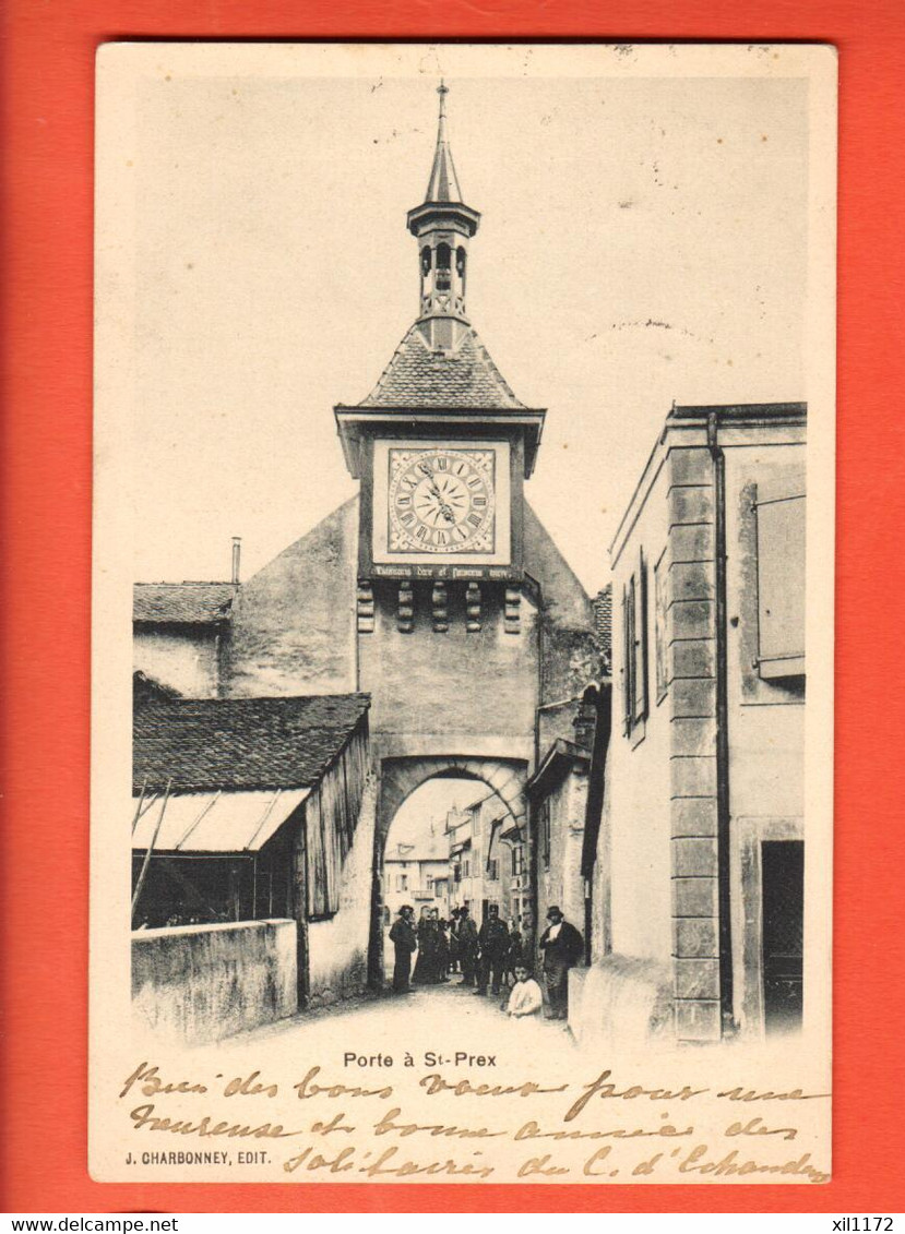 ZOX-20 Porte à Saint-Prex ANIME. Dos Simple. Circulé 1910 - Saint-Prex