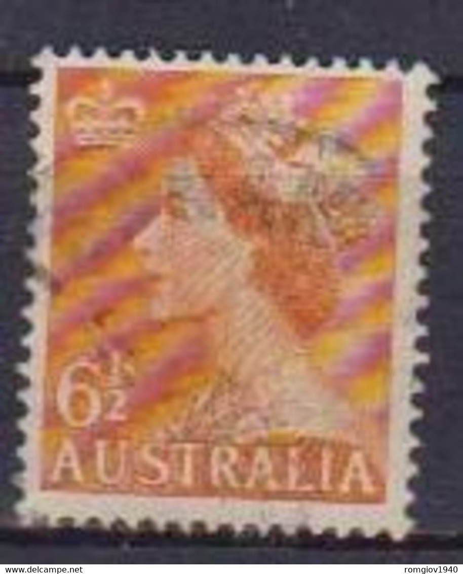 AUSTRALIA  1953 EFFIGE DI ELISABETTA  II SERIE ORDINARIA SENZA FILAGRANA  UNIF. 265 USATO VF - Used Stamps