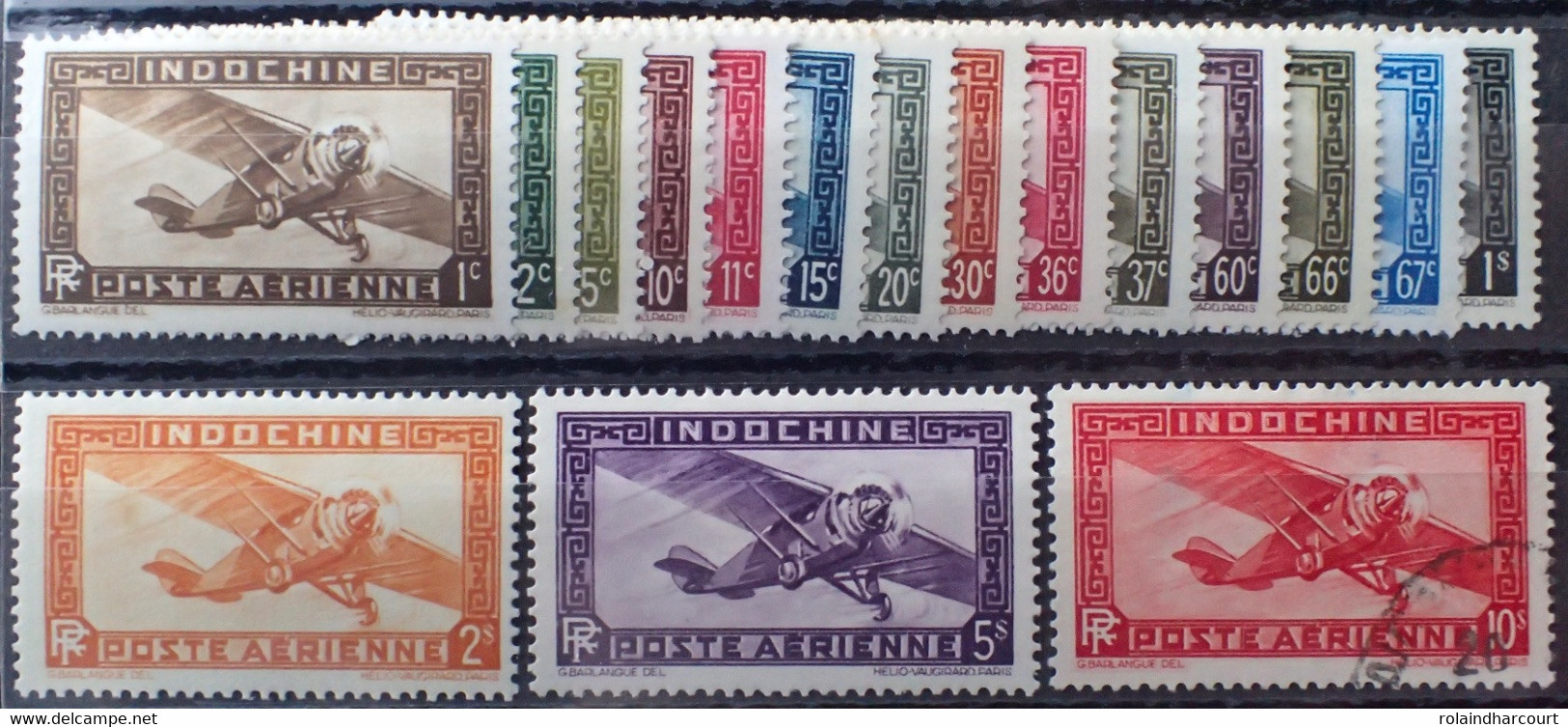 R2740/744 - 1933/1938 - COLONIES FR. - INDOCHINE - POSTE AERIENNE - SERIE COMPLETE - N°1 à 14 NEUFS*(13t)/☉(1t) - Airmail