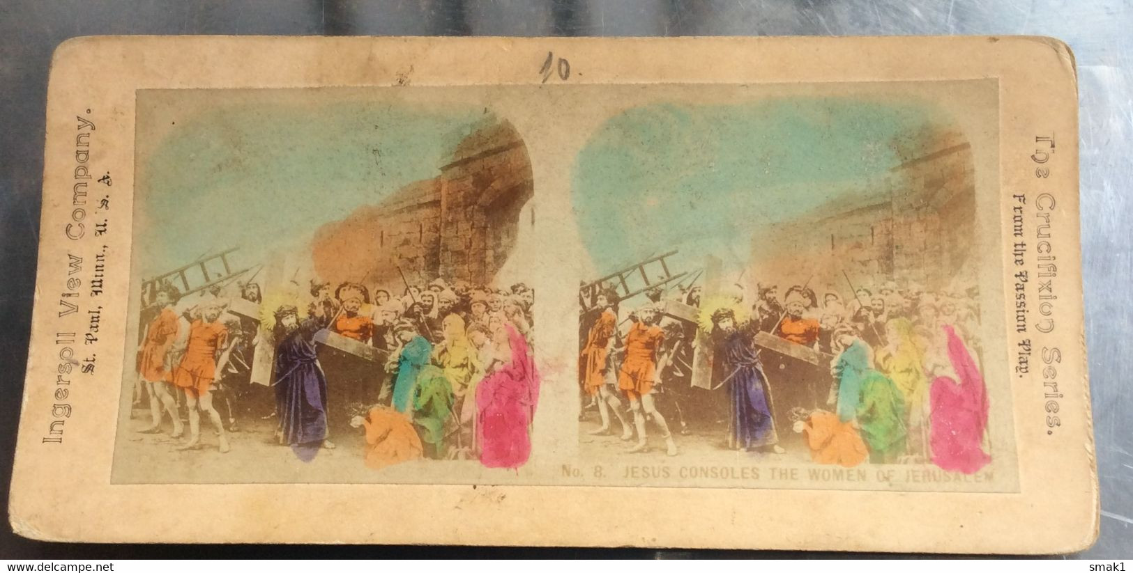 PHOTO FOTOGRAFIA STEREOSCOPIC CARDBOARD CRUCIFIXION S. ST.PAUL U.S.A.INGERSOLL VIEW COMPANY No.8.JESUS JERUSALEM - Stereoscopes - Side-by-side Viewers