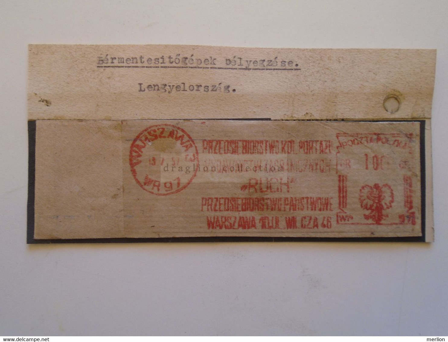 ZA114.17   Poland Polska    -1957 WARSZAWA - 10 Groszy - The Company The Distribution Of Foreign Publications "RUCH " - Franking Machines (EMA)