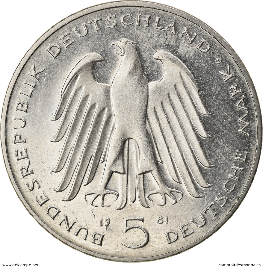 Monnaie, République Fédérale Allemande, 5 Mark, 1981, Karlsruhe, Germany, BE - 5 Mark