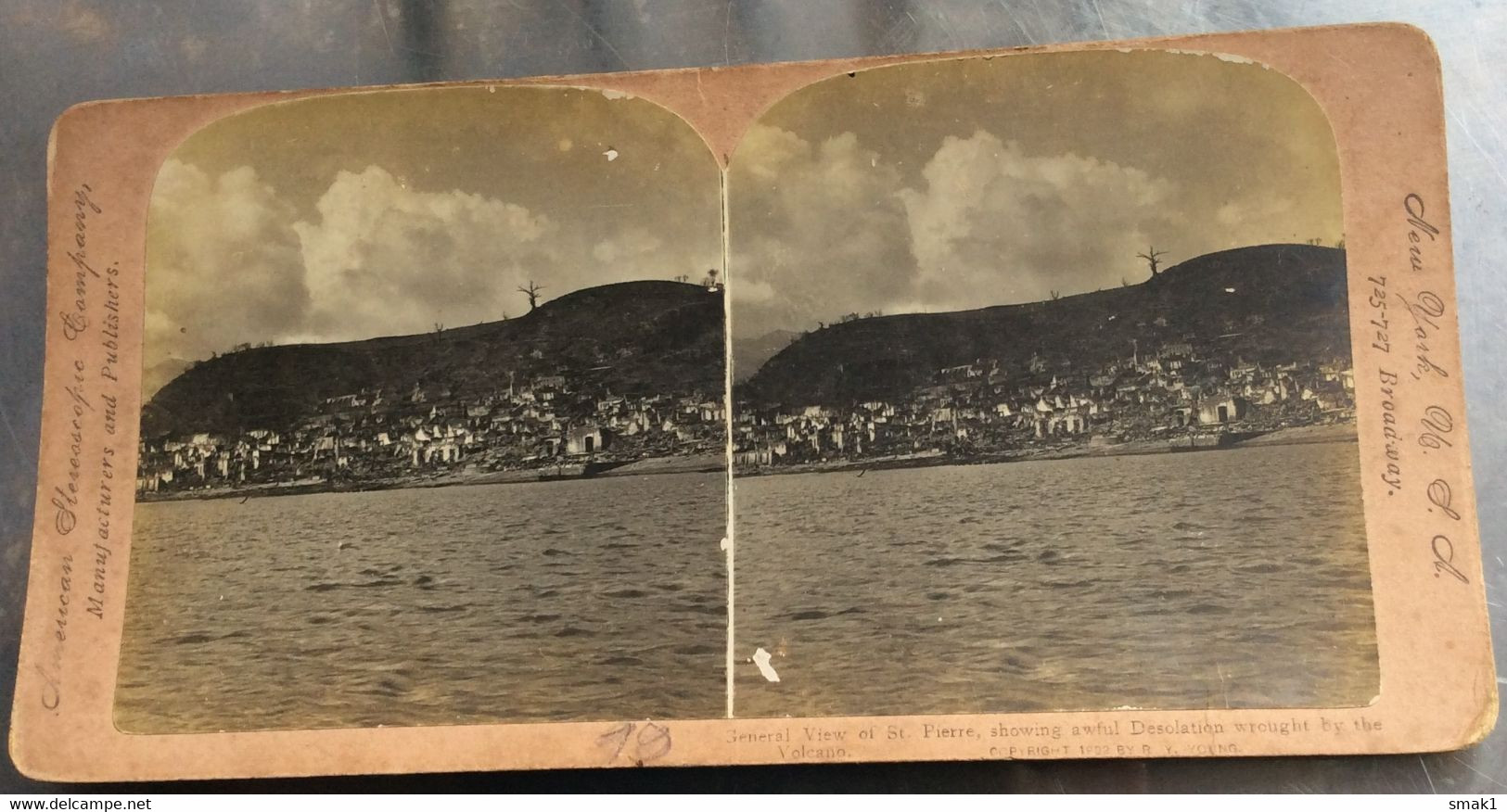 PHOTO  FOTOGRAFIA STEREOSCOPIC CARDBOARD MARTINIQUE ST.FIERRE  NEW YORK U.S.A. AMERICAN STEREOSCOPIC COMPANY - Stereoscopi