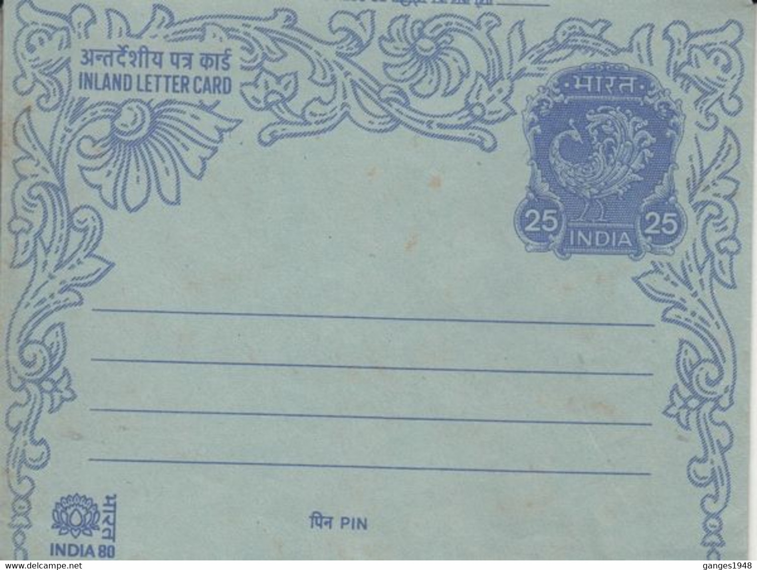 India  1980  INDIA 80  DStamp Exhibition  25P  Inland Letter  #  74249  Inde Indien - Inland Letter Cards