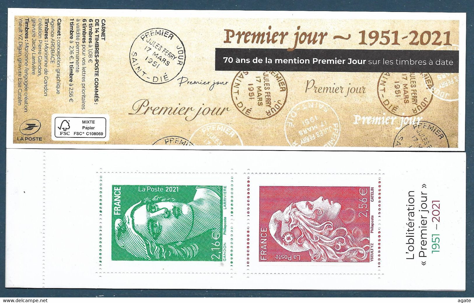 BC Marianne Gandon Engagée - 70 Ans De La Mention Premier Jour Sur Les Timbres à Date (2021) Neuf** - Commemoratives