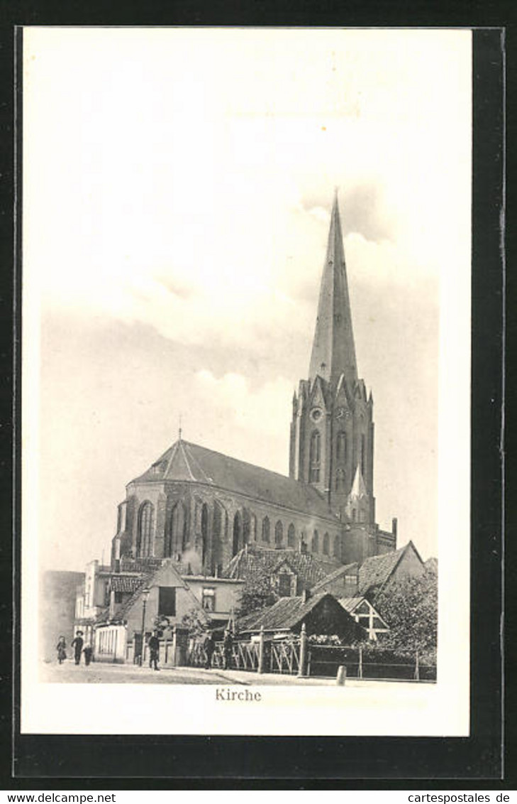 AK Buxtehude, Kirche Mit Passanten - Buxtehude