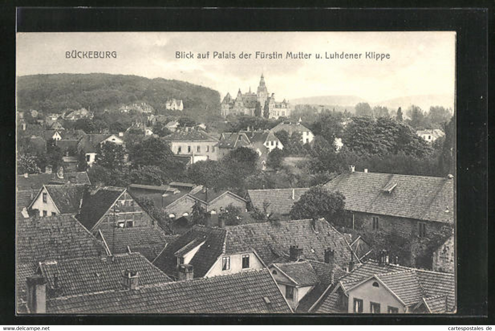 AK Bückeburg, Blick Auf Palais Der Fürstin Mutter Und Luhdener Klippe - Bueckeburg