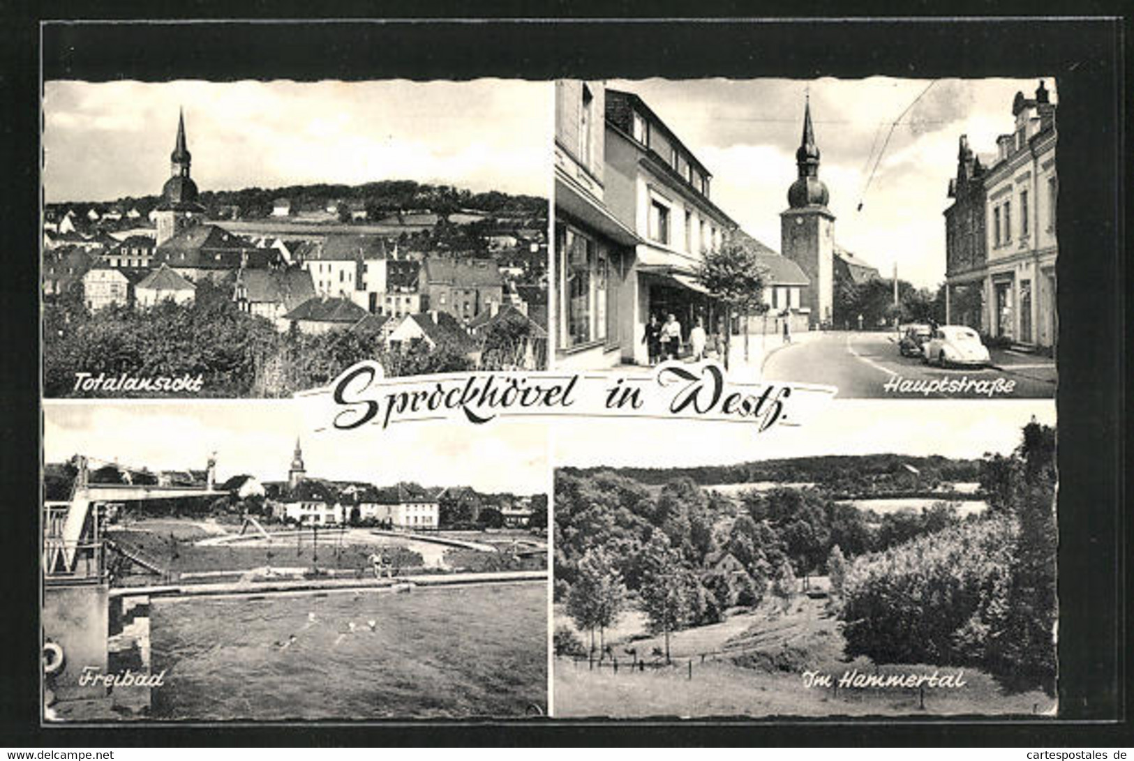 AK Sprockhövel /Westf., Totalansicht, Freibad, Hauptstrasse, Im Hammertal - Sprockhoevel