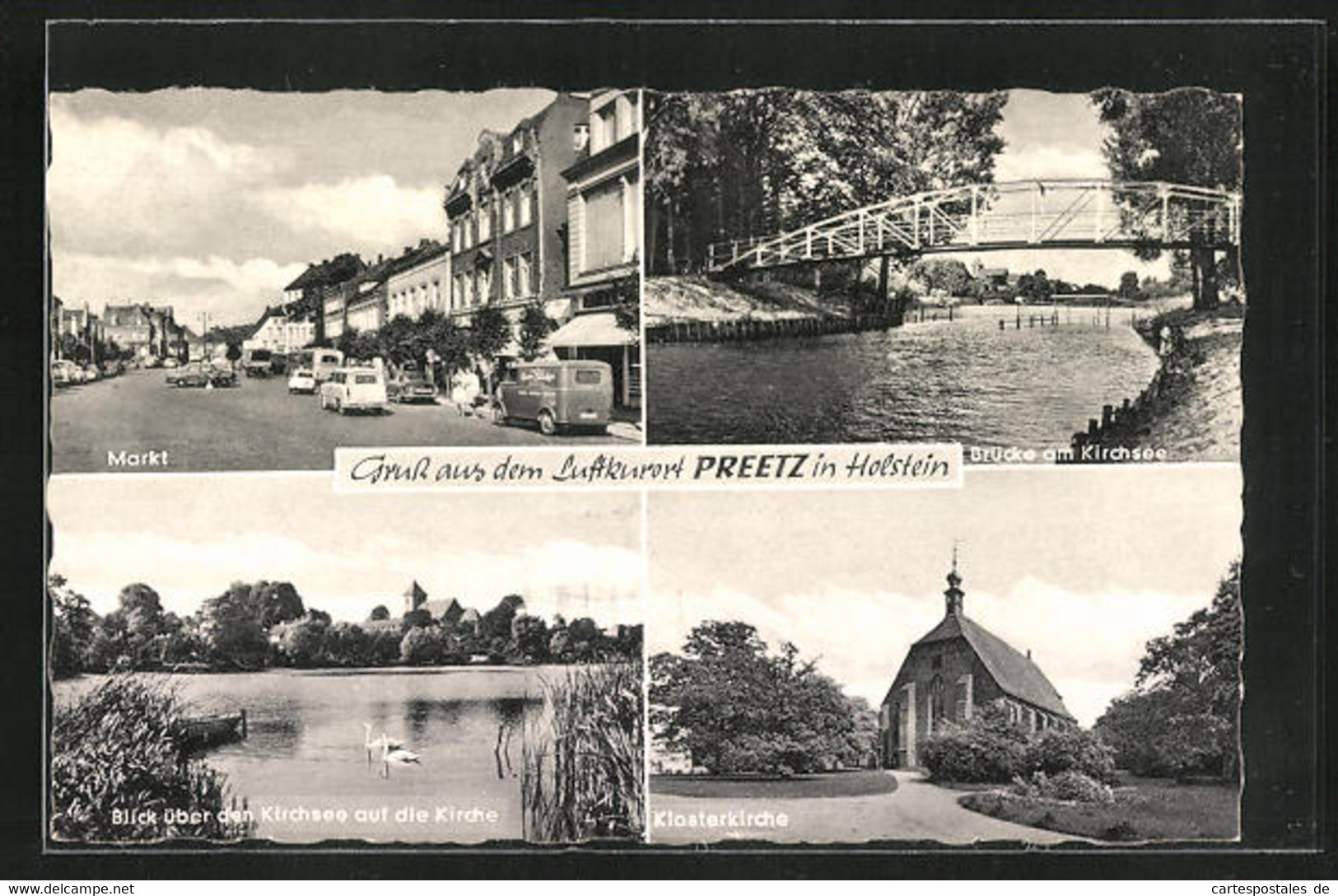 AK Preetz /Holstein, Markt, Brücke Am Kirchsee, Klosterkirche - Preetz