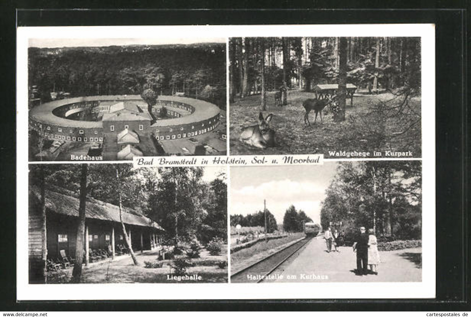 AK Bad Bramstedt, Bahnhof, Badehaus, Liegehalle - Bad Bramstedt